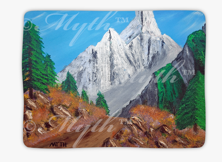Art Blankets - Authentic Hand-Painted Design "Summit Road" on Premium Fabric - Large 60x80 Queen Size