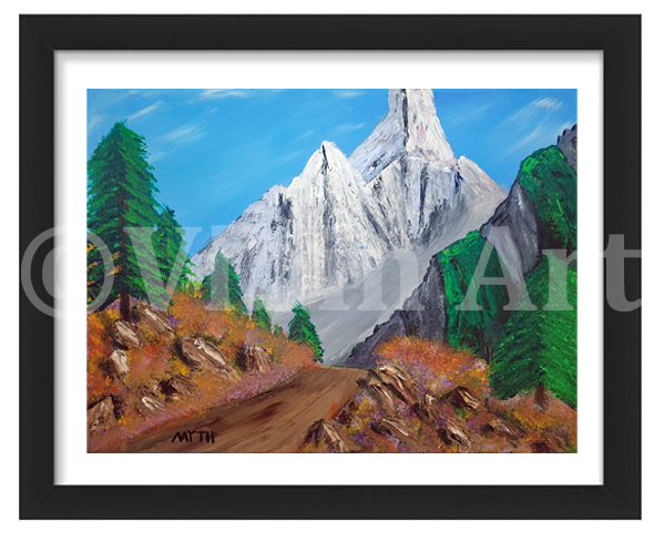 Summit Road - Professionally Framed Nature Art Print from Original Painting By MYTH