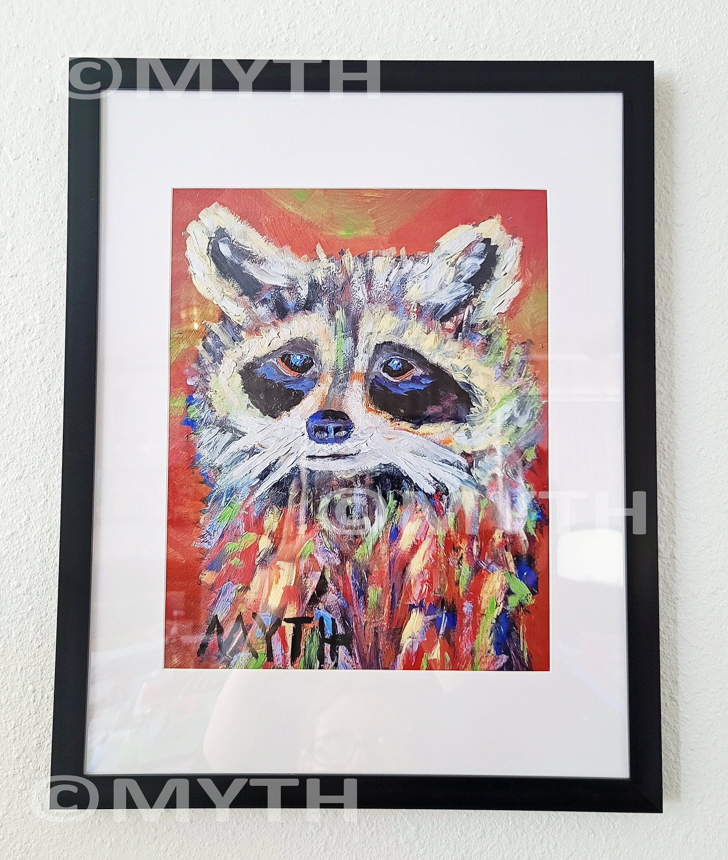 Cute Coon Raccoon - Professionally Framed Wildlife Art Print from Original Oil Painting By MYTH