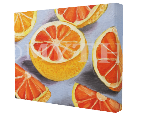 Reprint of MYTH's authentic oil painting "Grapefruit" on stretched canvas. 