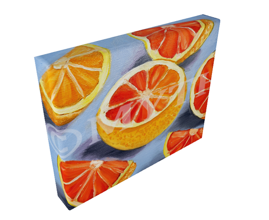 Reprint of MYTH's authentic oil painting "Grapefruit" on stretched canvas. 
