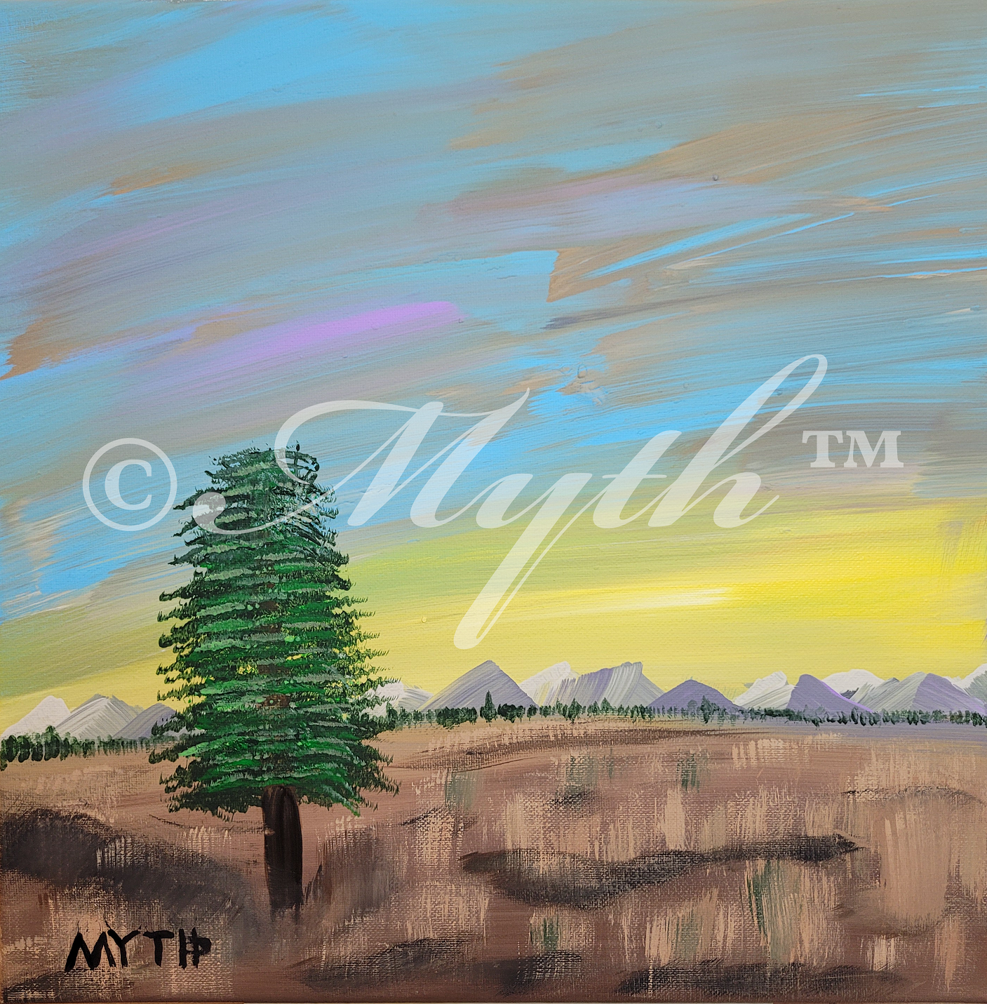 Canvas Wall Art | Reprint of Original Painting "Southern Cedar Sunset" by MYTH