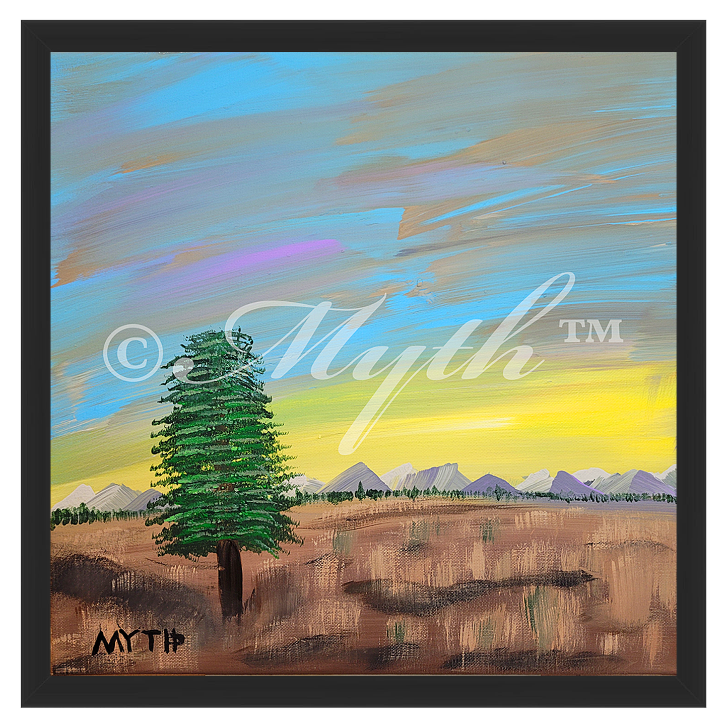 Southern Cedar Sunset - Professionally Framed Art Print from Original Painting By MYTH