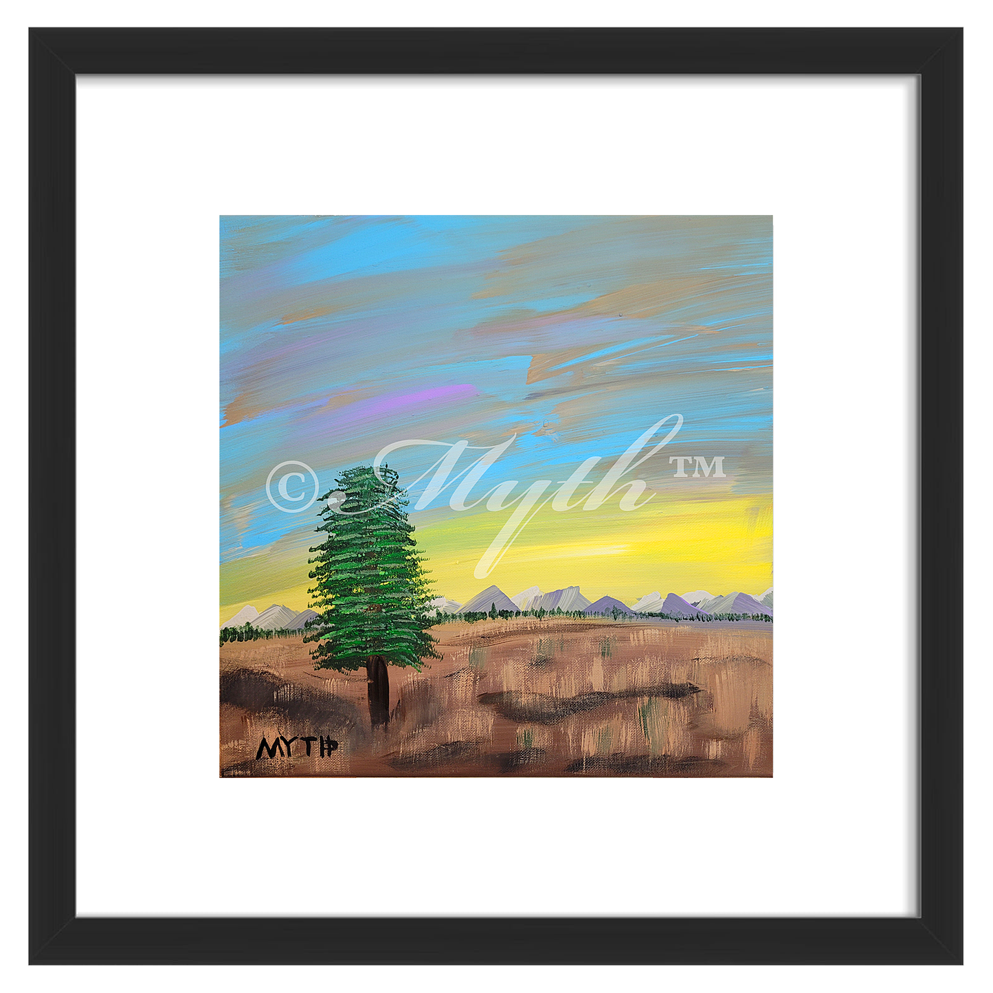 Southern Cedar Sunset - Professionally Framed Art Print from Original Painting By MYTH