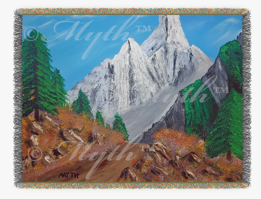 Art Blankets - Authentic Hand-Painted Design "Summit Road" on Premium Fabric - Large 60x80 Queen Size